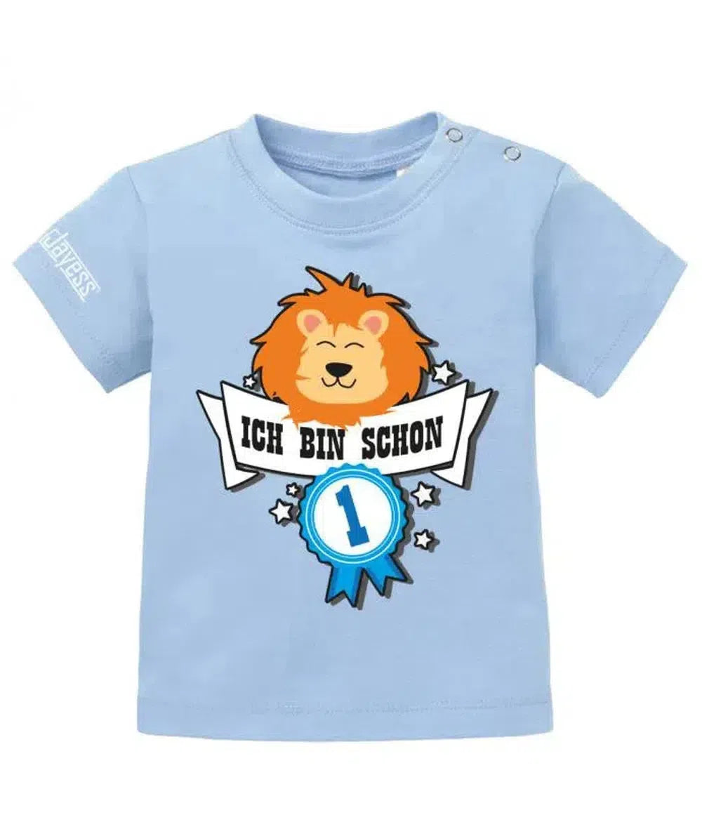 Ich bin schon 1 - Löwe Abzeichen - Erster Geburtstag - Jungen - Baby Shirt