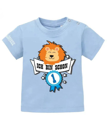 Ich bin schon 1 - Löwe Abzeichen - Erster Geburtstag - Jungen - Baby Shirt