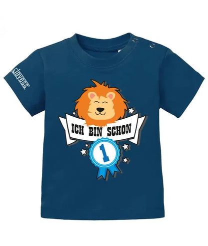 Ich bin schon 1 - Löwe Abzeichen - Erster Geburtstag - Jungen - Baby Shirt