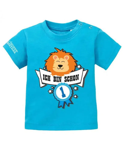 Ich bin schon 1 - Löwe Abzeichen - Erster Geburtstag - Jungen - Baby Shirt