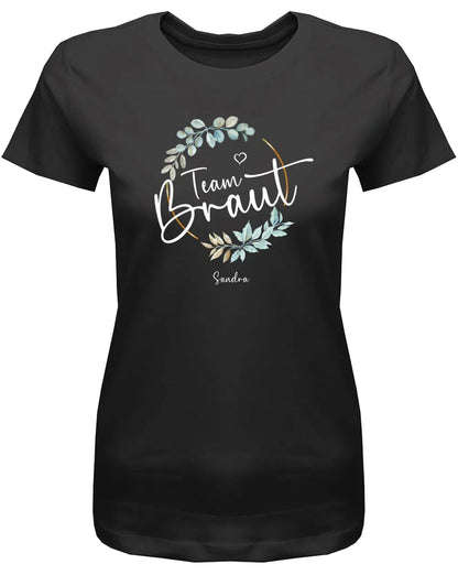 JGA Shirt schwarz Frauen – Team Braut mit Wunschname