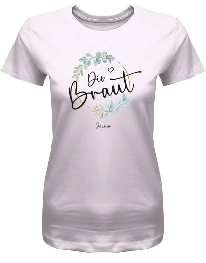 JGA Shirt Braut Team Braut mit Name Flower Blumen Ring Frauen