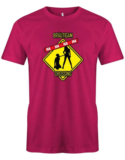 JGA Shirt Männer - Achtung Bräutigam Crossing Mann an der Leine