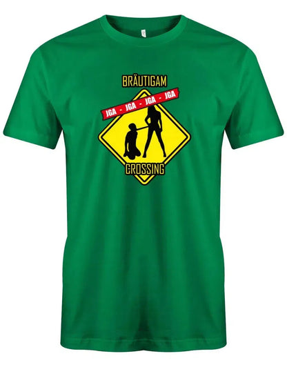 JGA Shirt Männer - Achtung Bräutigam Crossing Mann an der Leine
