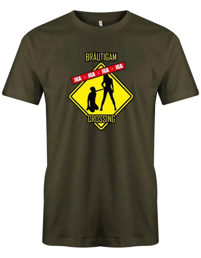 JGA Shirt Männer - Achtung Bräutigam Crossing Mann an der Leine