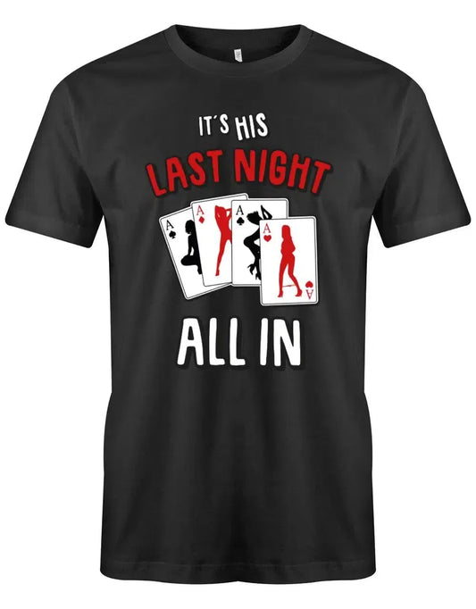 JGA Shirt Männer - Its HIS last Night - All in Pokerkarten