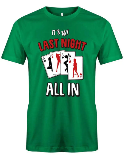 JGA Shirt Mann - Its my last Night - All in Pokerkarten - Grün