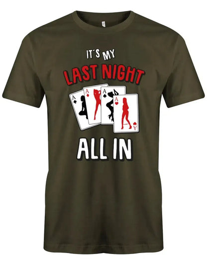 JGA Shirt Männer - Its my last Night - All in Pokerkarten