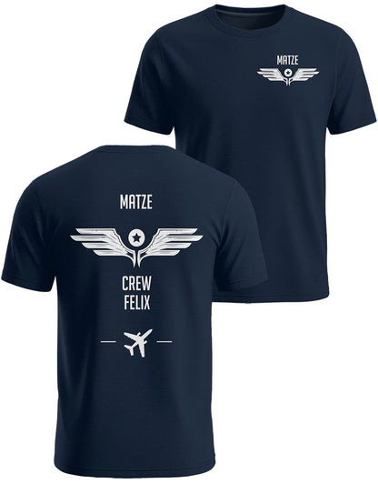Letzter Flug als Junggeselle personalisiertes JGA Herren-T-Shirt für Crew mit Airline Rückenmotiv in Navy