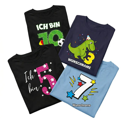 Kindergeburtstag T-Shirts mit Zahlen Motiven und Namen