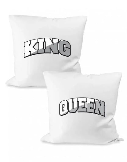 King und Queen Block Style Couple Partner Kissen Set