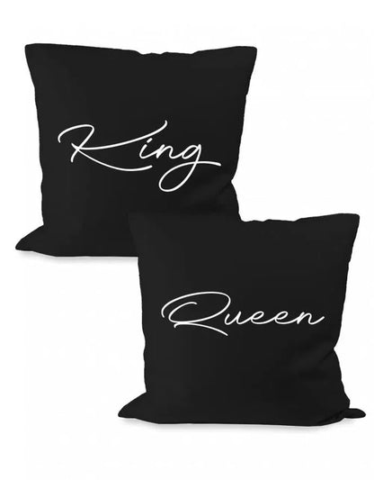 King und Queen Schreibschrift Partner Couple Kissen Set