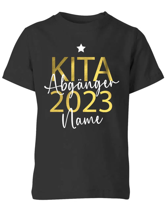 Kita Abgänger T Shirt schwarz – personalisiert mit Name und Jahr zur Einschulung