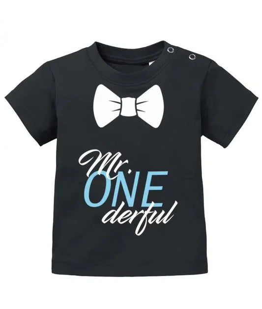 Mr. One derful - wonderful wundervoll - Erster Geburtstag - Jungen - Baby Shirt