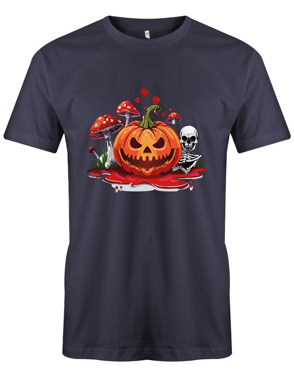 T-shirt effrayant d'Halloween avec une citrouille, un squelette et des champignons effrayants - votre motif imprimé de t-shirt personnalisé ! 