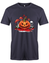 T-shirt effrayant d'Halloween avec une citrouille, un squelette et des champignons effrayants - votre motif imprimé de t-shirt personnalisé ! 