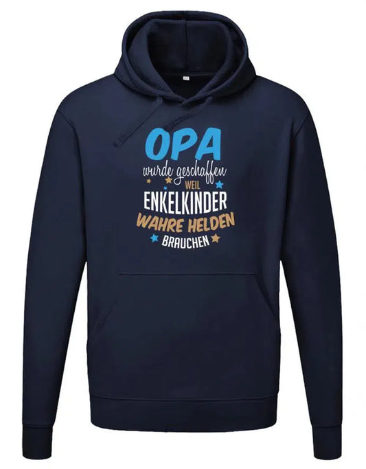 Opa Hoodie - Opa wurde geschaffen weil Enkelkinder wahre Helden brauchen - Geschenk für Opa