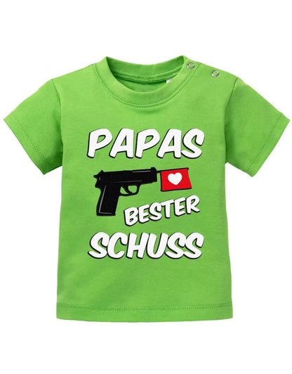 Papas bester Schuss - Baby Sprüche Shirt