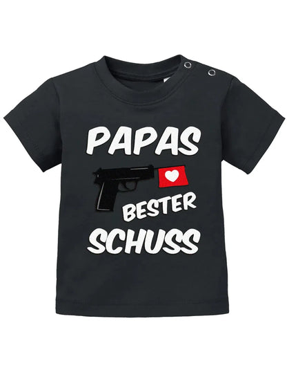 Papas bester Schuss - Baby Sprüche Shirt