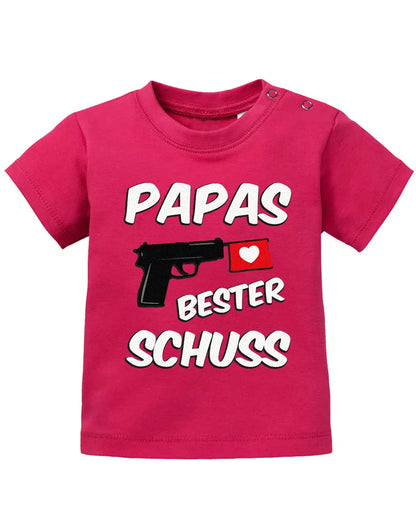 Papas bester Schuss - Baby Sprüche Shirt