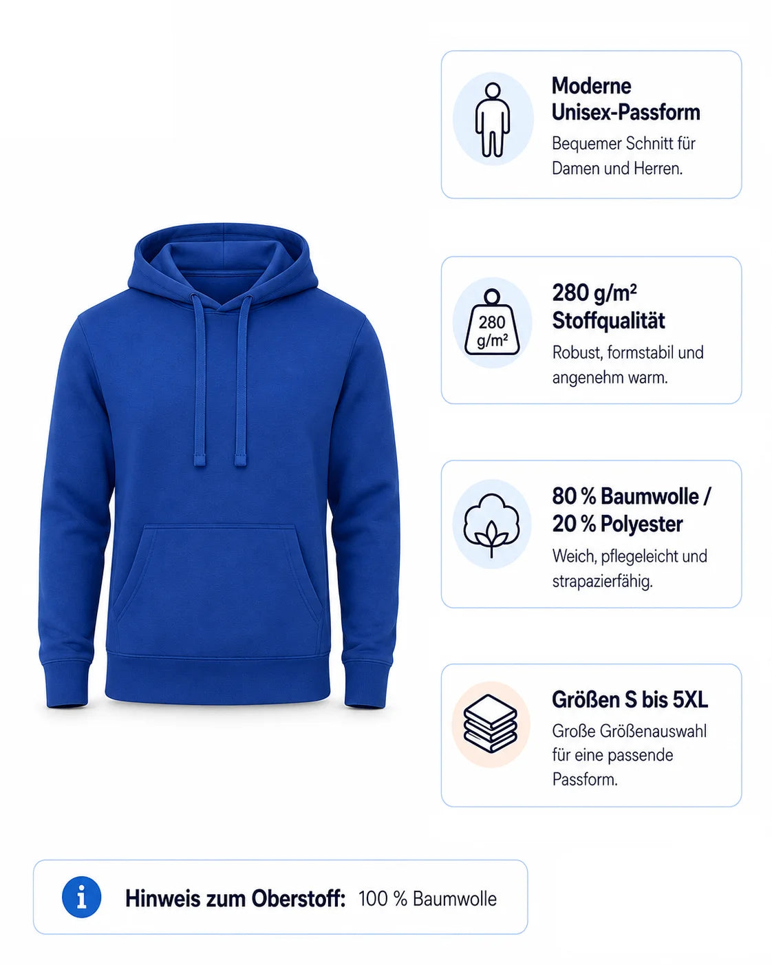 Herren Hoodie Material und moderne Passform Übersicht – 280g Baumwoll-Mix