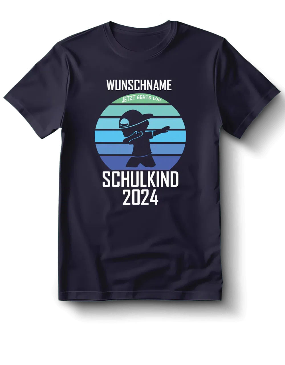 Personalisierbares T-Shirt "Schulkind - Jetzt geht's los" mit Wunschname + [Wunschjahr] navy