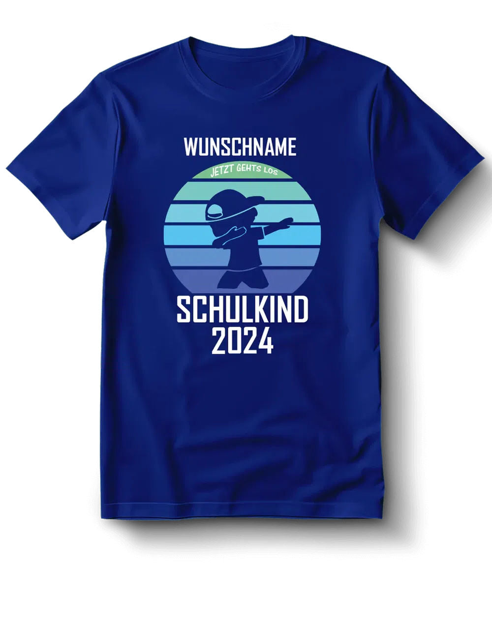 Personalisierbares T-Shirt "Schulkind - Jetzt geht's los" mit Wunschname + [Wunschjahr] royalblau