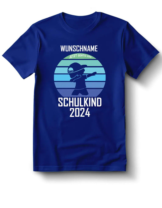 Personalisierbares T-Shirt "Schulkind - Jetzt geht's los" mit Wunschname + [Wunschjahr] royalblau