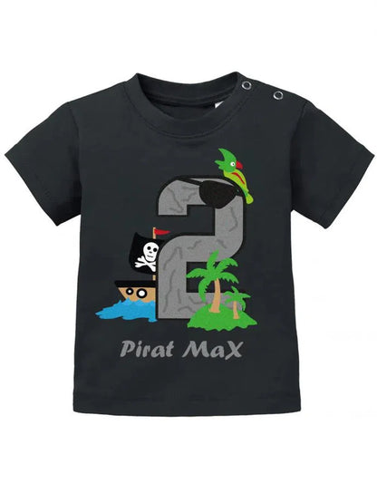 Pirat 2 Geburtstag mit Wunschname - Geburtstag Shirt 2 - Baby T-Shirt