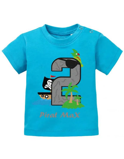 Pirat 2 Geburtstag mit Wunschname - Geburtstag Shirt 2 - Baby T-Shirt
