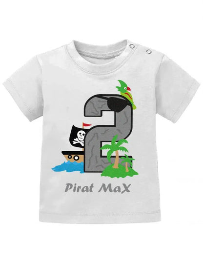 Pirat 2 Geburtstag mit Wunschname - Geburtstag Shirt 2 - Baby T-Shirt