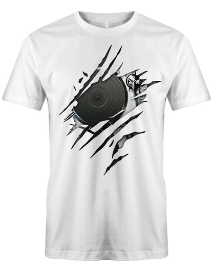 Plattenspieler Aufgerissene Brust - DJ - Herren T-Shirt