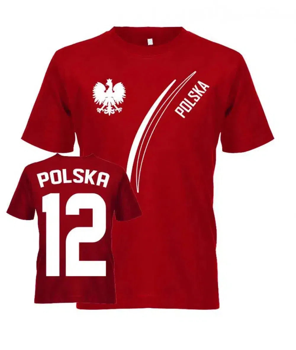 Polska Fan T-Shirt - Personalisierbar mit Wunschname und Wunschnummer - Polen Kinder T-Shirt