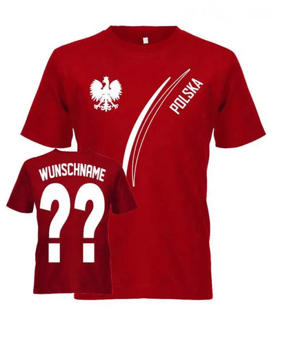 Polska Fan T-Shirt - Personalisierbar mit Wunschname und Wunschnummer - Polen Kinder T-Shirt