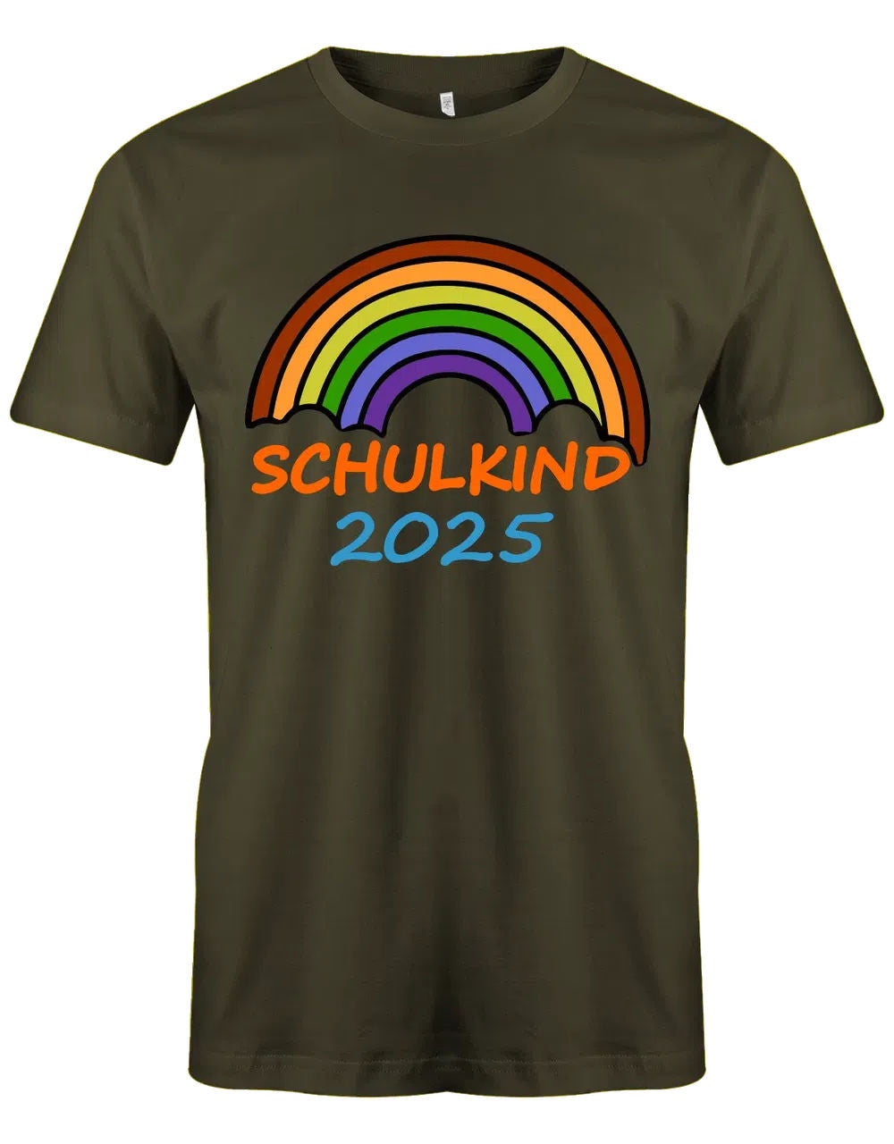 Regenbogen Schulkind mit [Wunschjahr] - Kinder T-Shirt Army