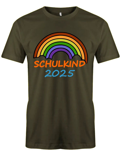 Regenbogen Schulkind mit [Wunschjahr] - Kinder T-Shirt Army