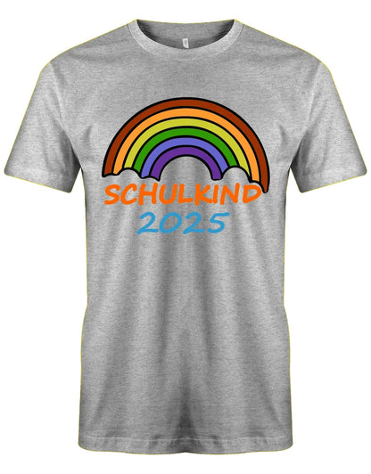 Regenbogen Schulkind mit [Wunschjahr] - Kinder T-Shirt grau
