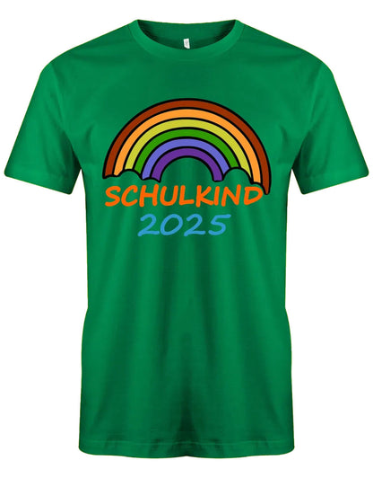 Regenbogen Schulkind mit [Wunschjahr] - Kinder T-Shirt grün