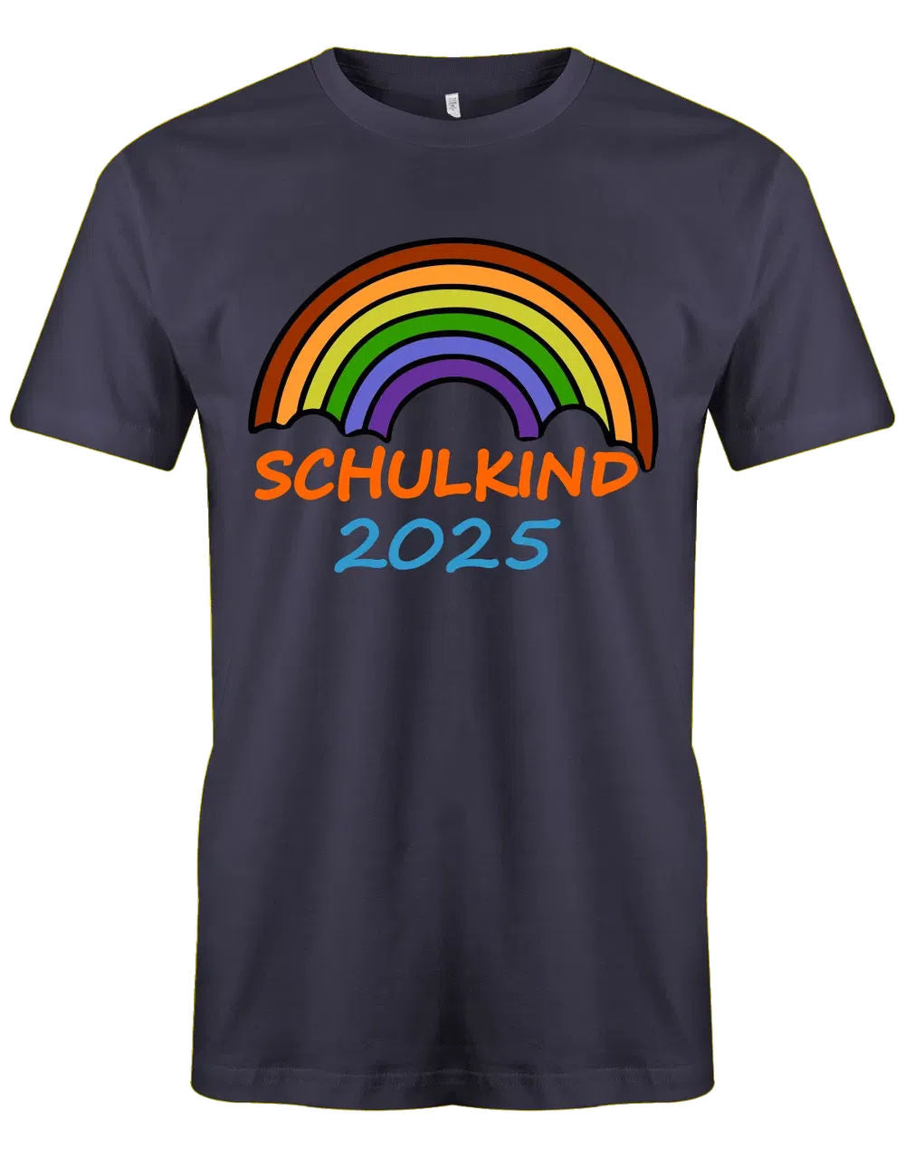 Regenbogen Schulkind mit [Wunschjahr] - Kinder T-Shirt navy