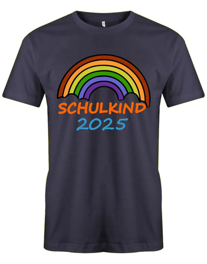 Regenbogen Schulkind mit [Wunschjahr] - Kinder T-Shirt navy
