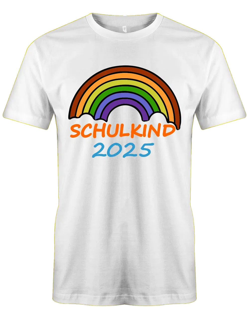 Regenbogen Schulkind mit [Wunschjahr] - Kinder T-Shirt weiss