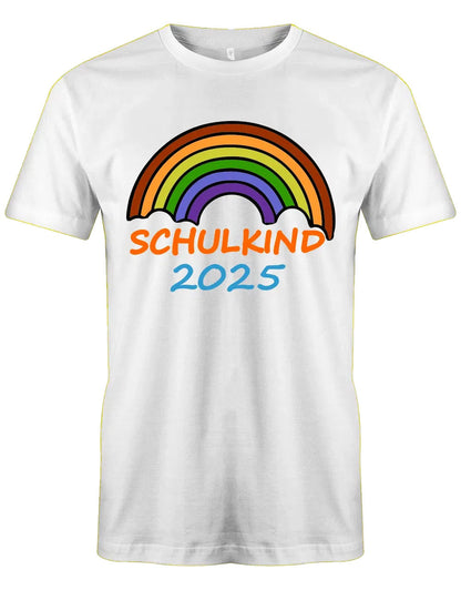 Regenbogen Schulkind mit [Wunschjahr] - Kinder T-Shirt weiss