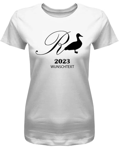 Rente Ente 2025 mit Wunschtext - Renterin Frauen T-Shirt