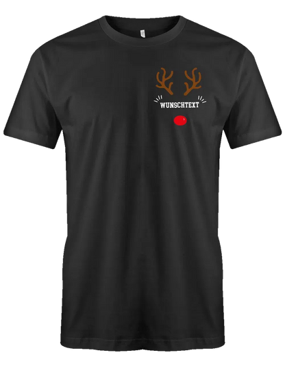 Rentier Wunschtext Weihnachten Herren T Shirt Brustmotiv
