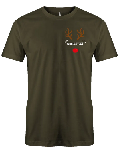 Rentier Wunschtext Weihnachten Herren T Shirt Brustmotiv