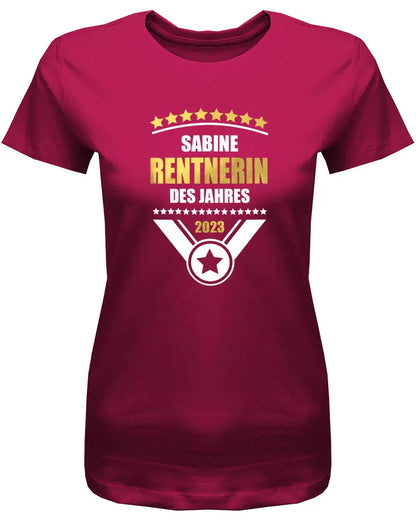 Rentnerin des Jahres 2025 personalisiert mit Name - Rente Frauen T-Shirt