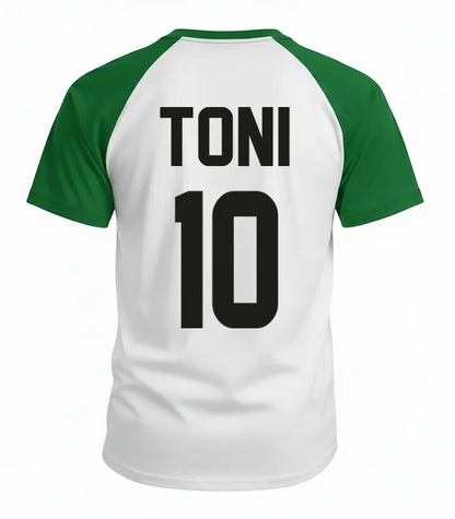 Italien T-Shirt WM 2026 personalisiert mit Wunschname Toni und Nummer 10 Rückseite