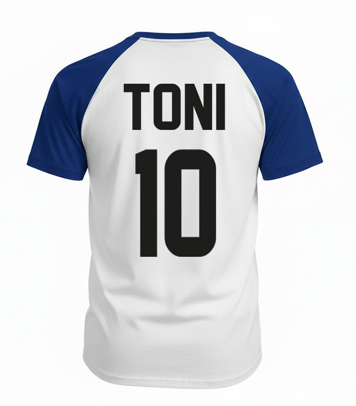 England T-Shirt WM 2026 personalisiert mit Wunschname Toni und Nummer 10 Rückseite