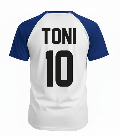 England T-Shirt WM 2026 personalisiert mit Wunschname Toni und Nummer 10 Rückseite