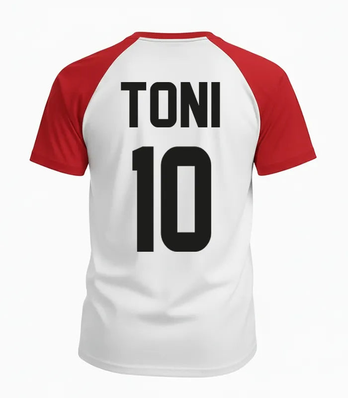 Spanien T-Shirt WM 2026 personalisiert mit Wunschname Toni und Nummer 10 Rückseite